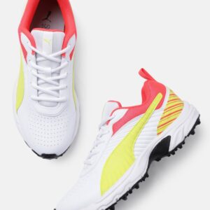 Buy PUMA Cricket Studs (White-Red-Yellow) – High-Performance Cricket Shoes