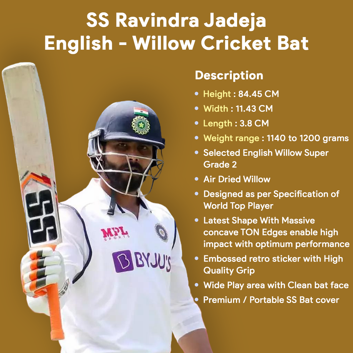 Ravindra Jadeja Bat English Willow