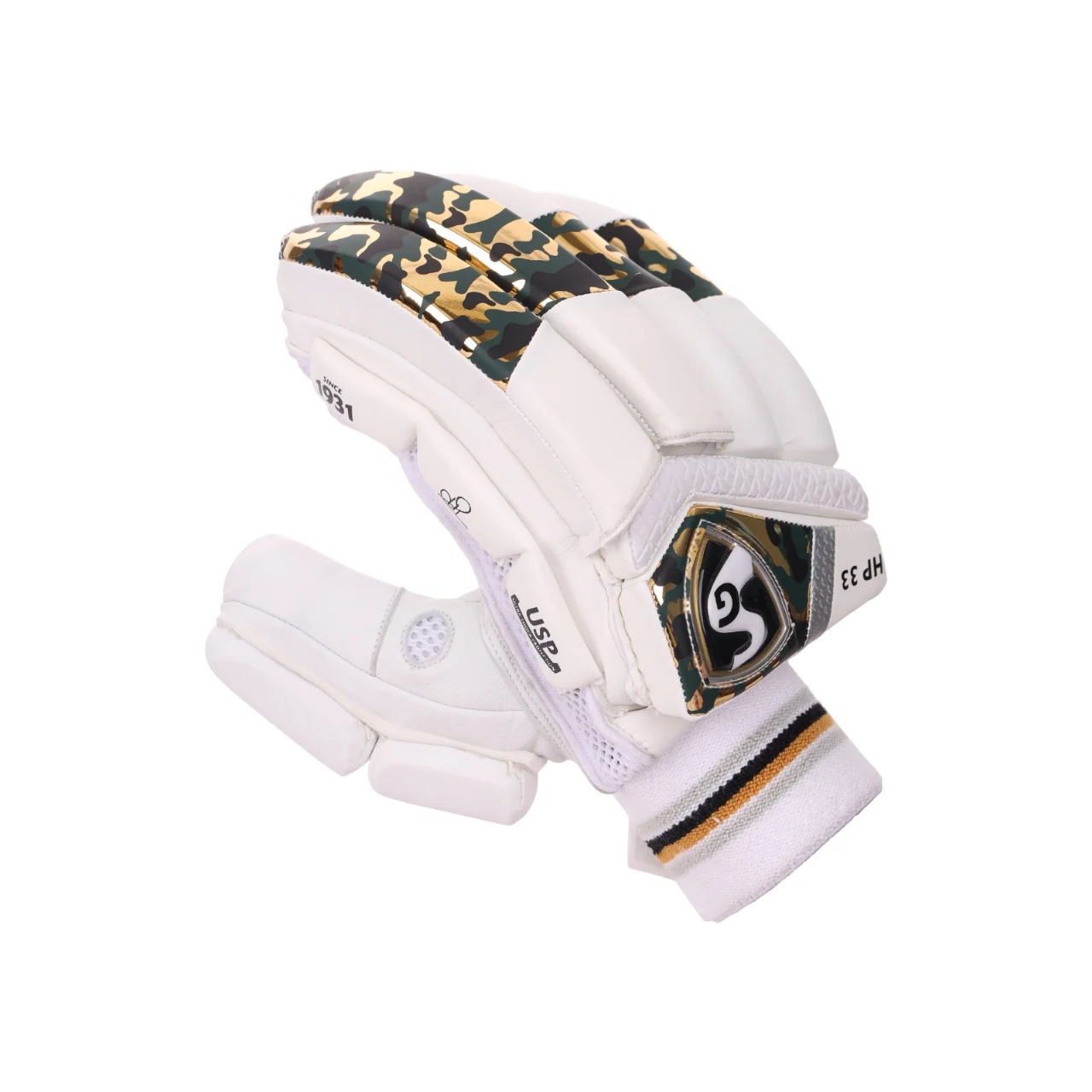 SG HP 33 White/Golden Batting Gloves- Hardik Pandya Series