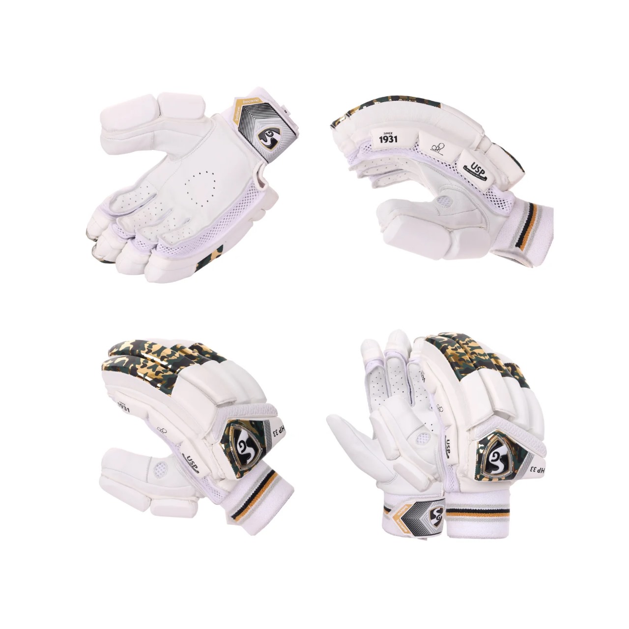 SG HP 33 White/Golden Batting Gloves- Hardik Pandya Series