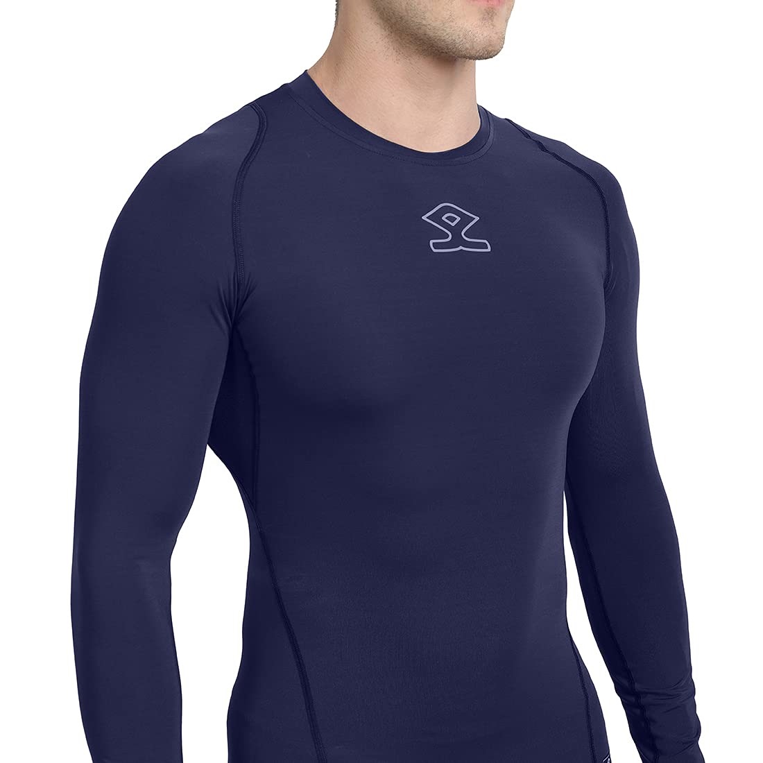Shrey Intense Compression Long Sleeves T-Shirt (Navy Blue)