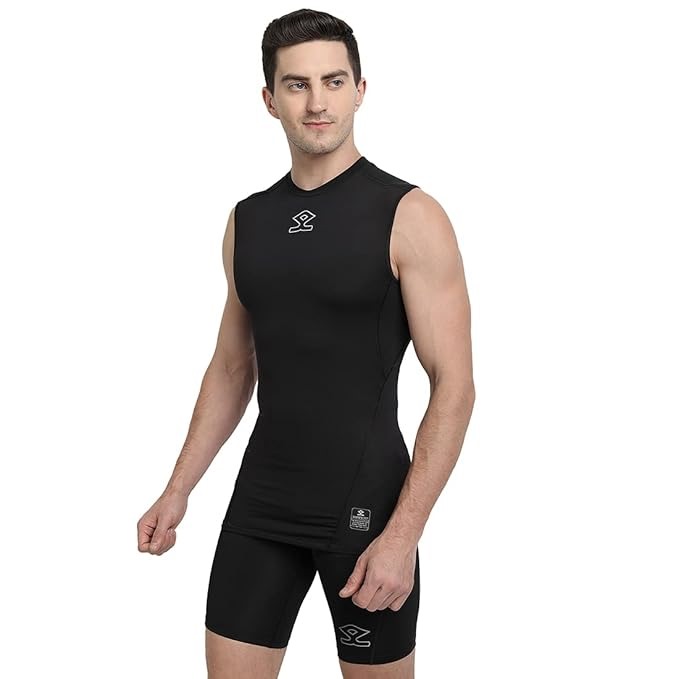 Shrey Intense Compression Sleeveless Top (Black)