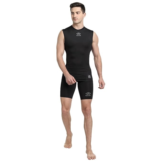 Shrey Intense Compression Sleeveless Top (Black)