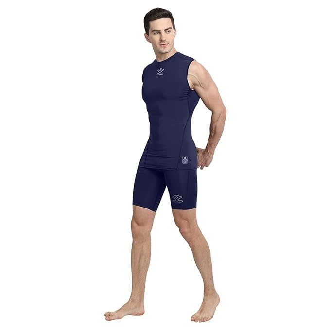 Shrey Intense Compression Sleeveless Top (Navy Blue)